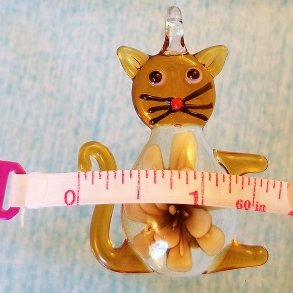 NWT Amber Colored Glass Kitty Cat Pendant 2" - Picture 2 of 8